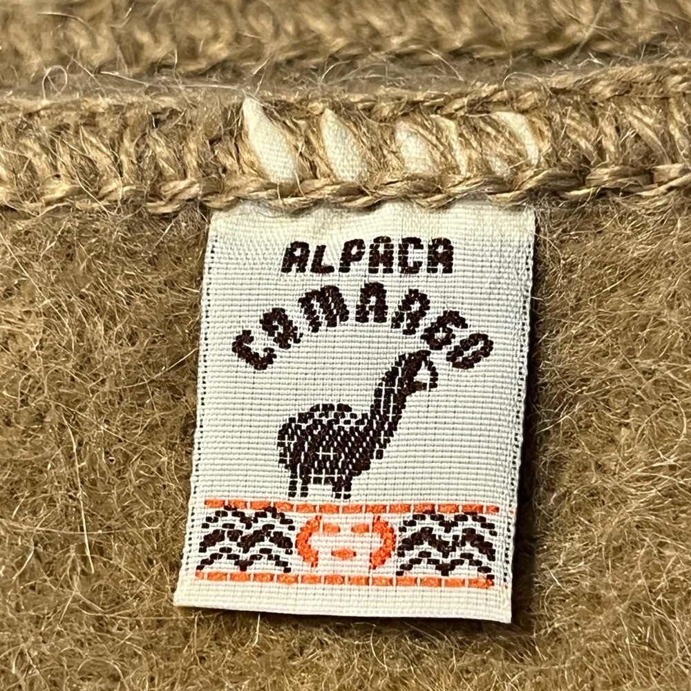Alpaca Camargo Tan Scarf with Fringe - Picture 3 of 4
